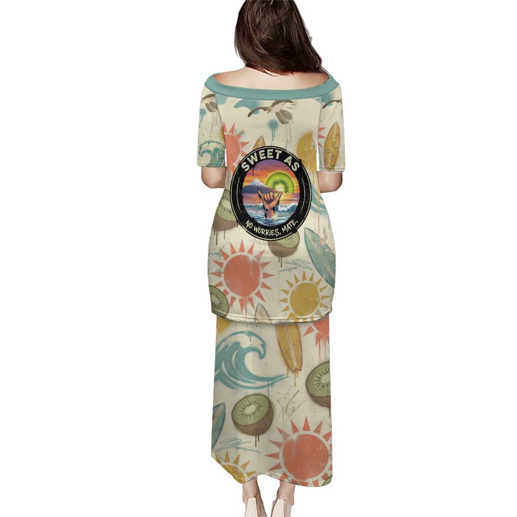 NZ Slang Sweet As Kiwi Shaka Sign Puletasi New Zealand Surfboards Sun and Tropical Beach Retro TS04 - Polynesian Pride