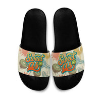 NZ Slang Sweet As Kiwi Shaka Sign Slide Sandals New Zealand Surfboards Sun and Tropical Beach Retro TS04 Beige - Polynesian Pride