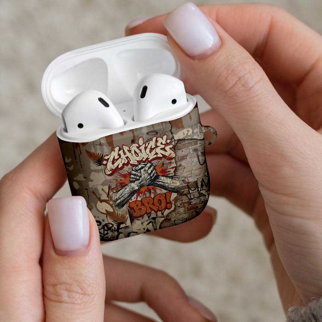 Choice Bro Graffiti Handshake AirPods Case New Zealand Slang Fern Brick Wall and Urban Street Art TS04 - Polynesian Pride