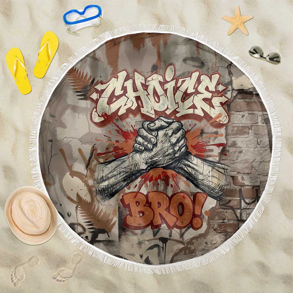 Choice Bro Graffiti Handshake Beach Blanket New Zealand Slang Fern Brick Wall and Urban Street Art TS04 One Size 150cm Multicolor - Polynesian Pride