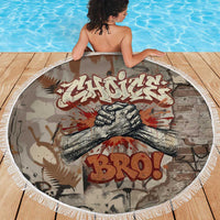 Choice Bro Graffiti Handshake Beach Blanket New Zealand Slang Fern Brick Wall and Urban Street Art TS04 - Polynesian Pride