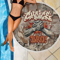 Choice Bro Graffiti Handshake Beach Blanket New Zealand Slang Fern Brick Wall and Urban Street Art TS04 - Polynesian Pride