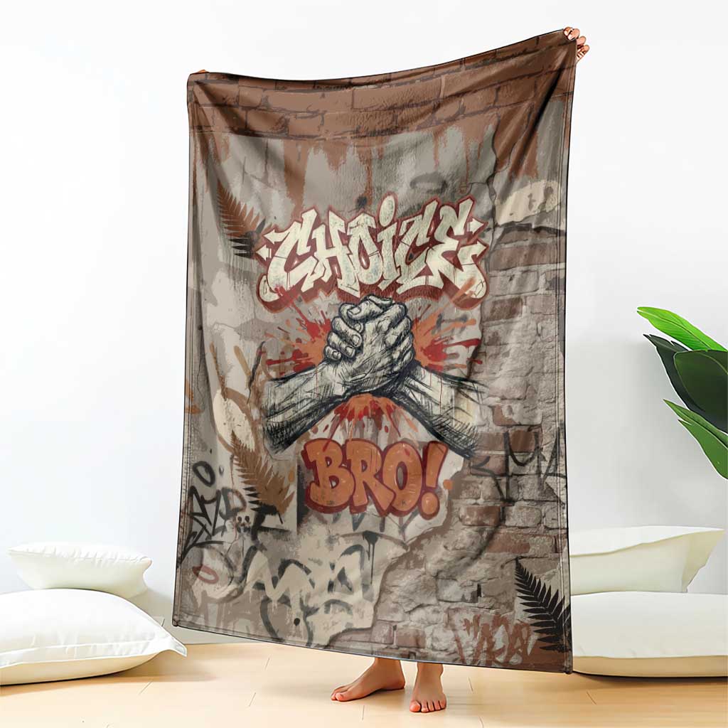 Choice Bro Graffiti Handshake Blanket New Zealand Slang Fern Brick Wall and Urban Street Art TS04 - Polynesian Pride