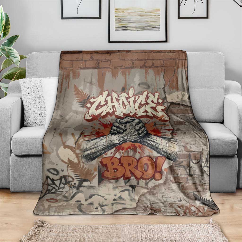 Choice Bro Graffiti Handshake Blanket New Zealand Slang Fern Brick Wall and Urban Street Art TS04 - Polynesian Pride