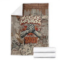 Choice Bro Graffiti Handshake Blanket New Zealand Slang Fern Brick Wall and Urban Street Art TS04 - Polynesian Pride