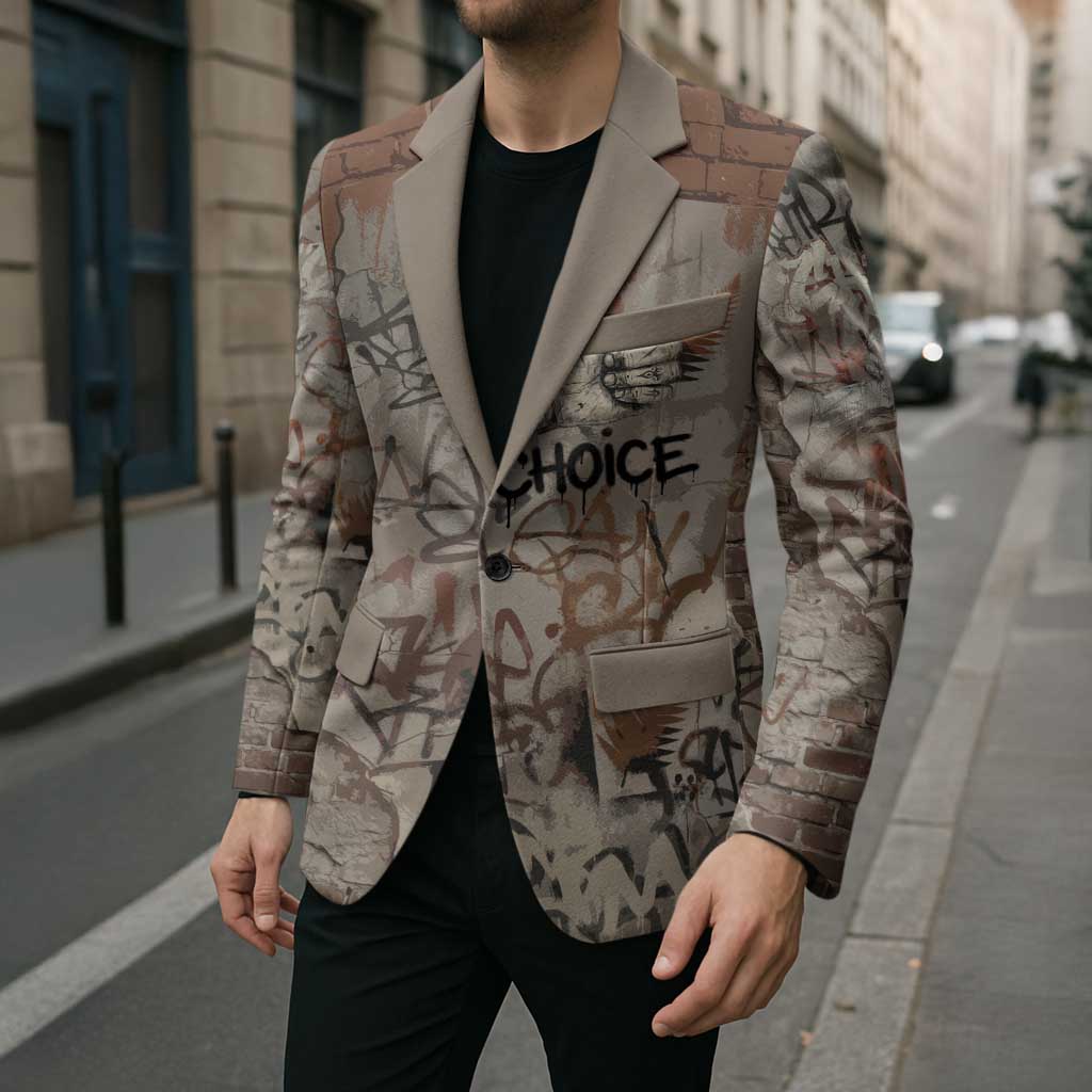 Choice Bro Graffiti Handshake Blazer New Zealand Slang Fern Brick Wall and Urban Street Art TS04 - Polynesian Pride