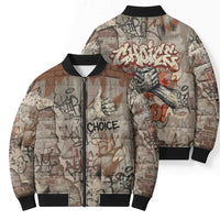 Choice Bro Graffiti Handshake Bomber Puffer Jacket New Zealand Slang Fern Brick Wall and Urban Street Art TS04 - Polynesian Pride