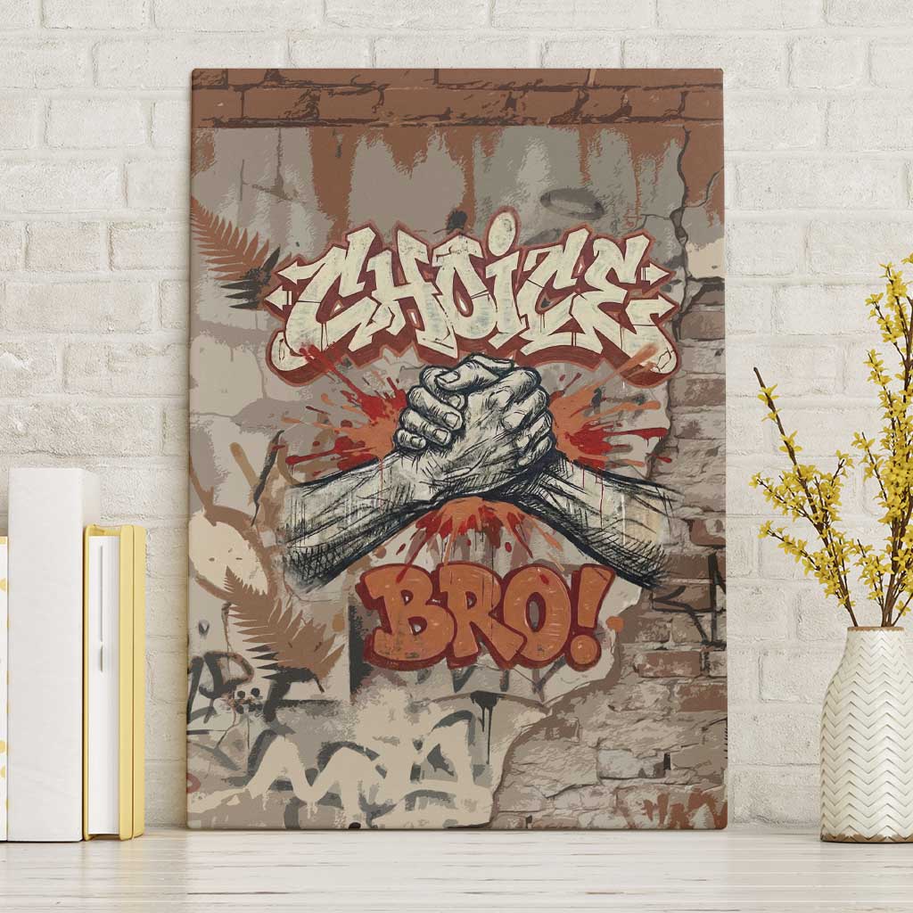 Choice Bro Graffiti Handshake Canvas Wall Art New Zealand Slang Fern Brick Wall and Urban Street Art