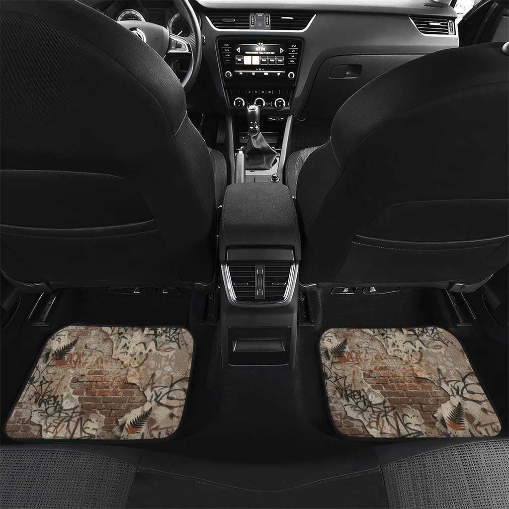 Choice Bro Graffiti Handshake Car Mats New Zealand Slang Fern Brick Wall and Urban Street Art TS04 Set 2pcs - Back Multicolor - Polynesian Pride