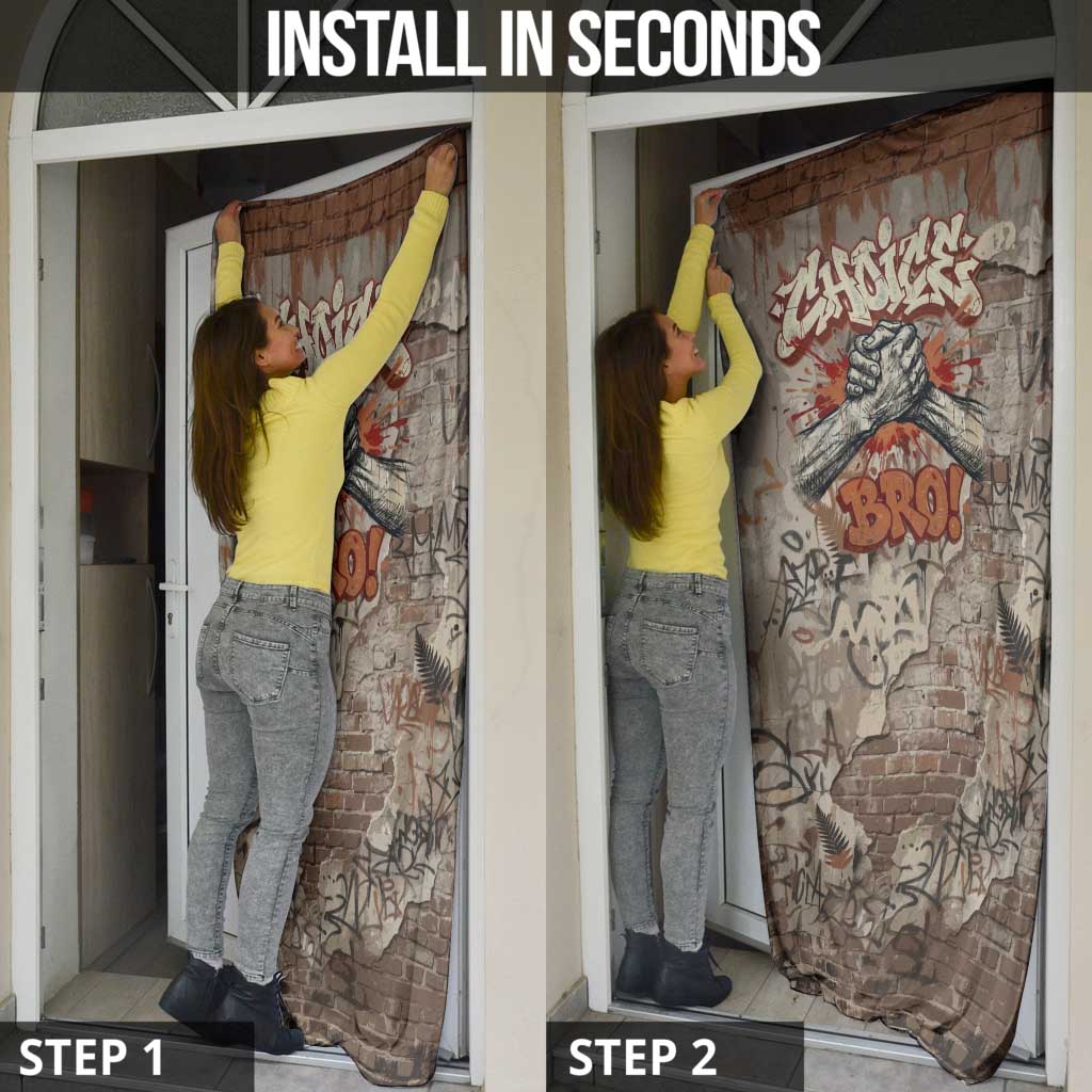 Choice Bro Graffiti Handshake Door Cover New Zealand Slang Fern Brick Wall and Urban Street Art TS04 - Polynesian Pride