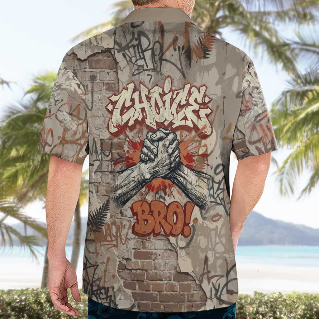 Choice Bro Graffiti Handshake Hawaiian Shirt New Zealand Slang Fern Brick Wall and Urban Street Art TS04 - Polynesian Pride