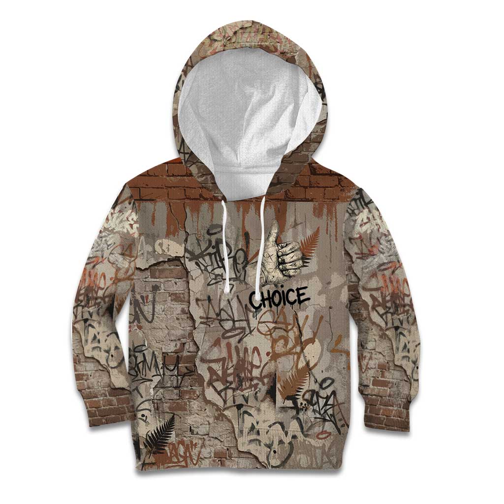 Choice Bro Graffiti Handshake Kid Hoodie New Zealand Slang Fern Brick Wall and Urban Street Art
