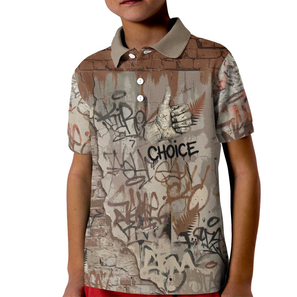 Choice Bro Graffiti Handshake Kid Polo Shirt New Zealand Slang Fern Brick Wall and Urban Street Art
