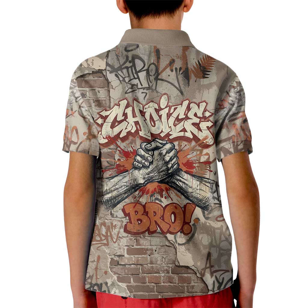 Choice Bro Graffiti Handshake Kid Polo Shirt New Zealand Slang Fern Brick Wall and Urban Street Art TS04 - Polynesian Pride
