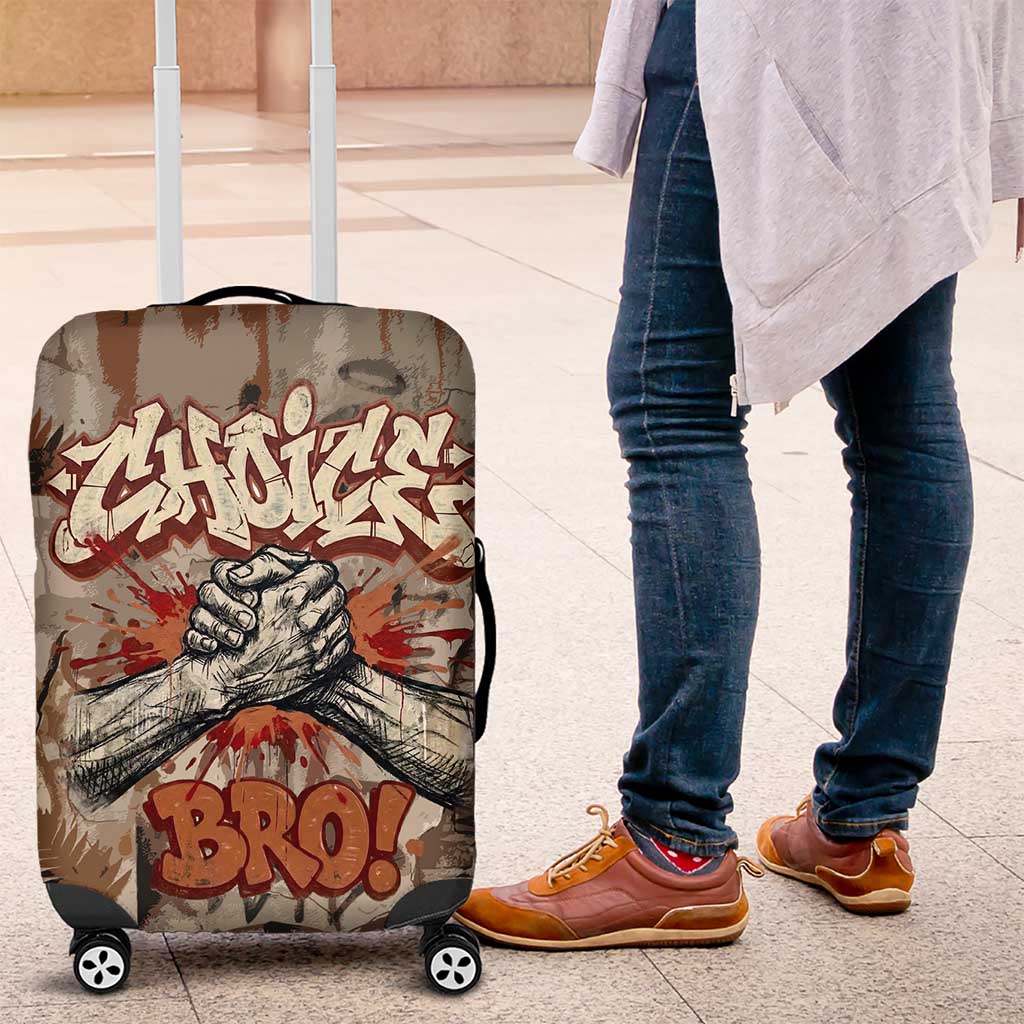 Choice Bro Graffiti Handshake Luggage Cover New Zealand Slang Fern Brick Wall and Urban Street Art TS04 Multicolor - Polynesian Pride