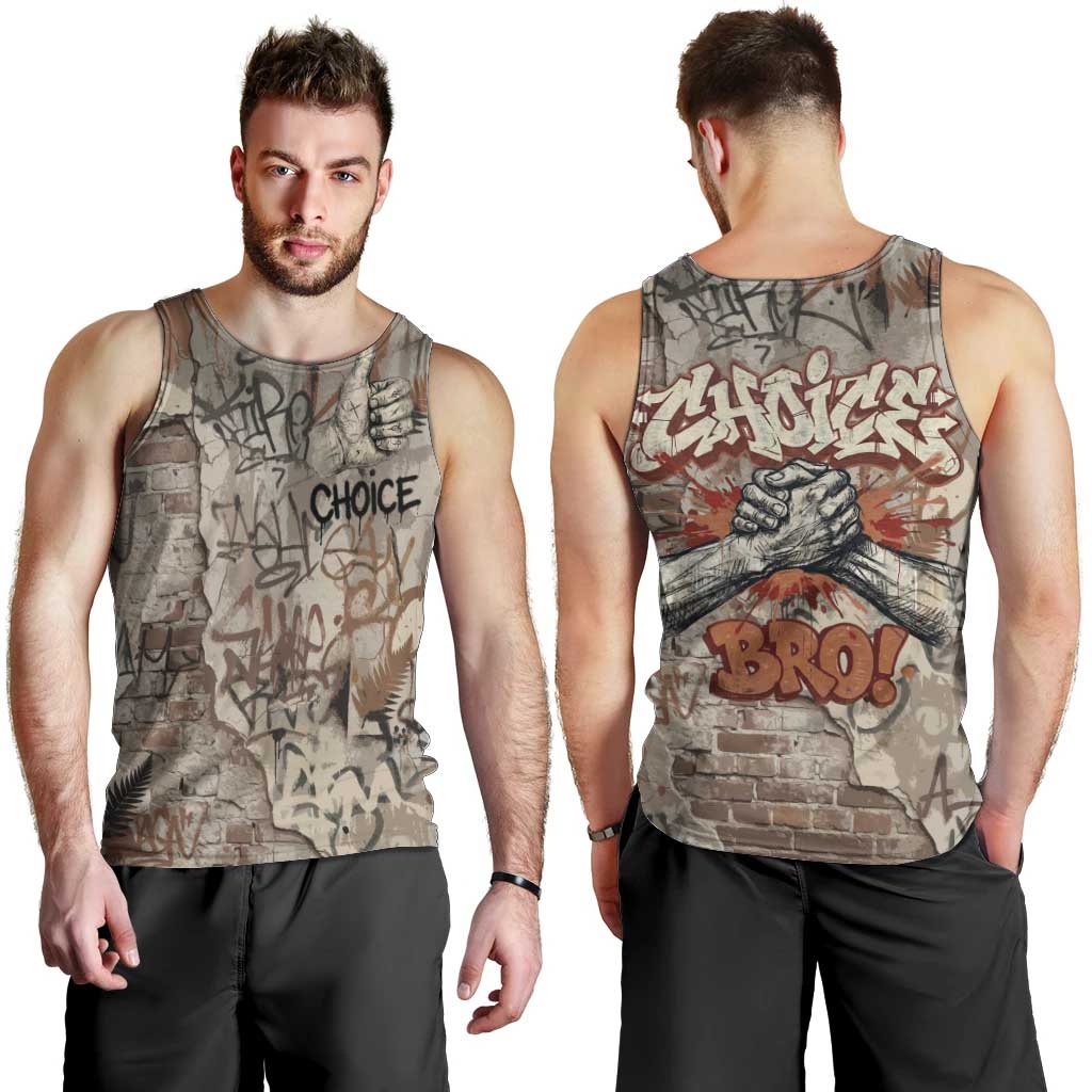 Choice Bro Graffiti Handshake Men Tank Top New Zealand Slang Fern Brick Wall and Urban Street Art TS04 - Polynesian Pride