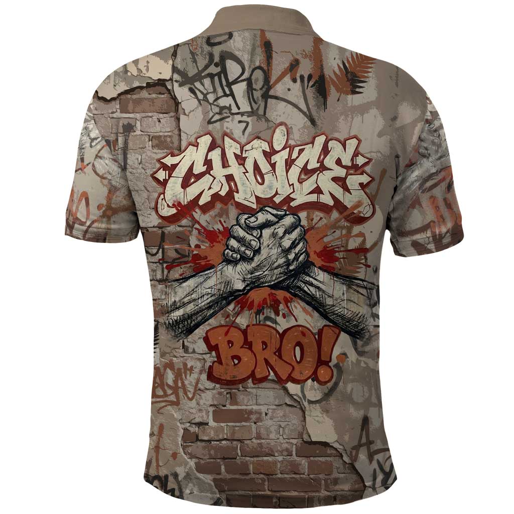 Choice Bro Graffiti Handshake Polo Shirt New Zealand Slang Fern Brick Wall and Urban Street Art TS04 - Polynesian Pride