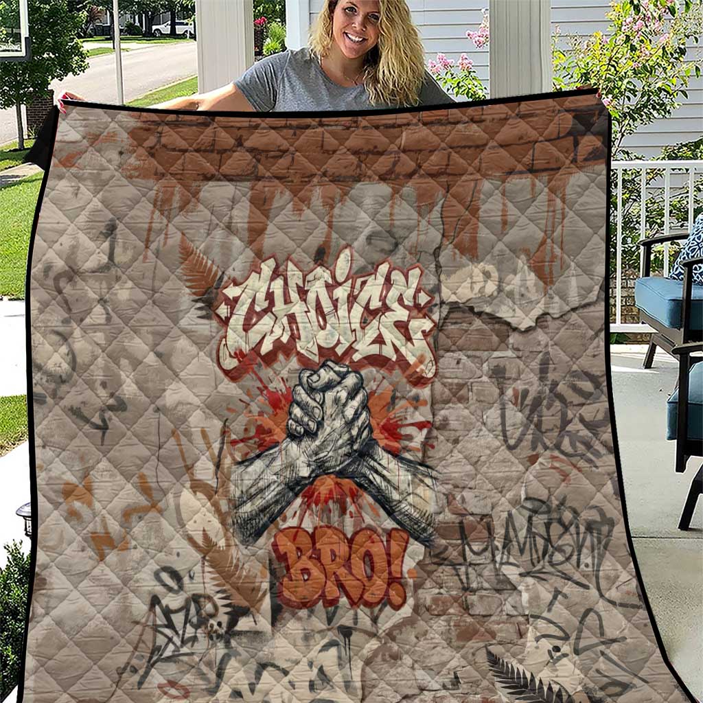 Choice Bro Graffiti Handshake Quilt New Zealand Slang Fern Brick Wall and Urban Street Art