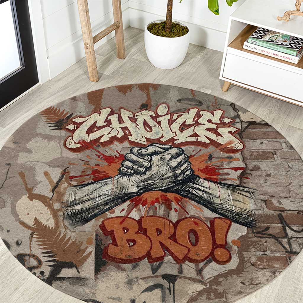 Choice Bro Graffiti Handshake Round Carpet New Zealand Slang Fern Brick Wall and Urban Street Art
