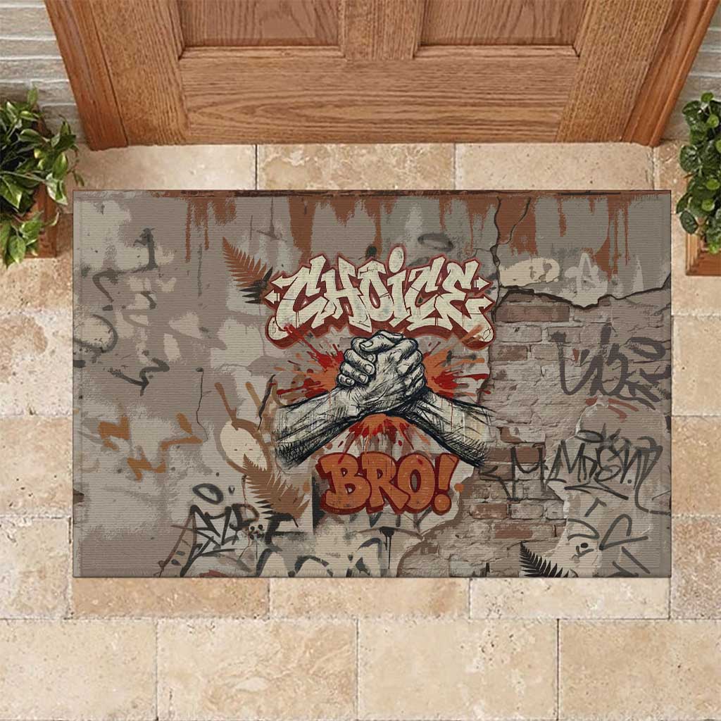 Choice Bro Graffiti Handshake Rubber Doormat New Zealand Slang Fern Brick Wall and Urban Street Art