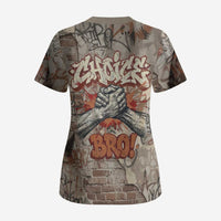 Choice Bro Graffiti Handshake Scrub Top New Zealand Slang Fern Brick Wall and Urban Street Art TS04 - Polynesian Pride