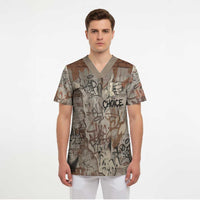 Choice Bro Graffiti Handshake Scrub Top New Zealand Slang Fern Brick Wall and Urban Street Art TS04 - Polynesian Pride