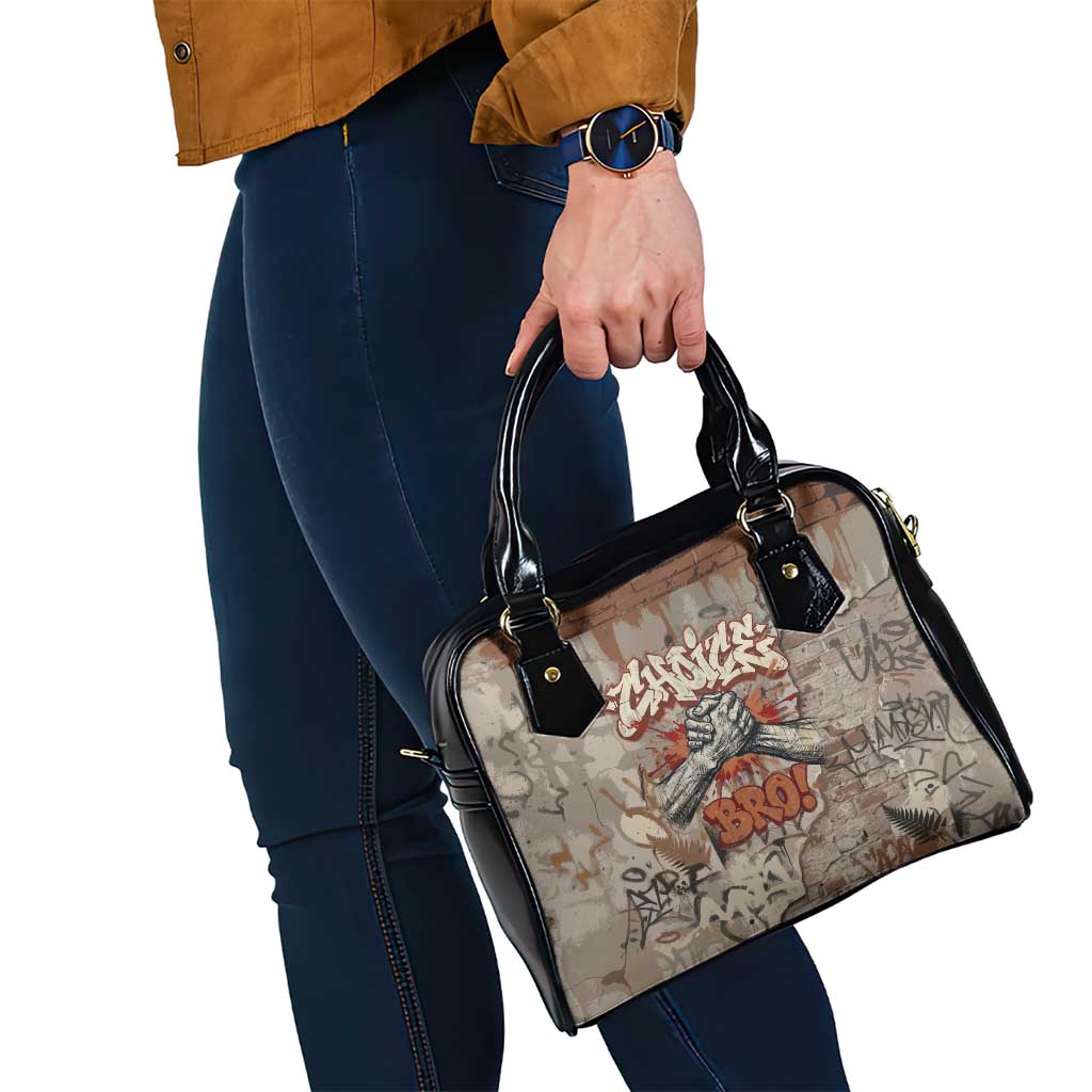 Choice Bro Graffiti Handshake Shoulder Handbag New Zealand Slang Fern Brick Wall and Urban Street Art TS04 - Polynesian Pride