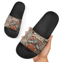 Choice Bro Graffiti Handshake Slide Sandals New Zealand Slang Fern Brick Wall and Urban Street Art TS04 - Polynesian Pride