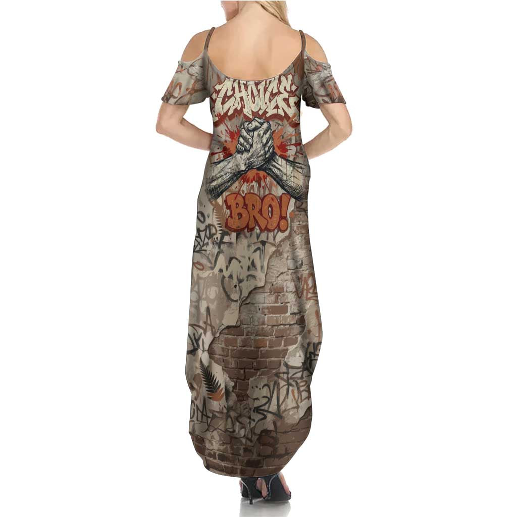 Choice Bro Graffiti Handshake Summer Maxi Dress New Zealand Slang Fern Brick Wall and Urban Street Art