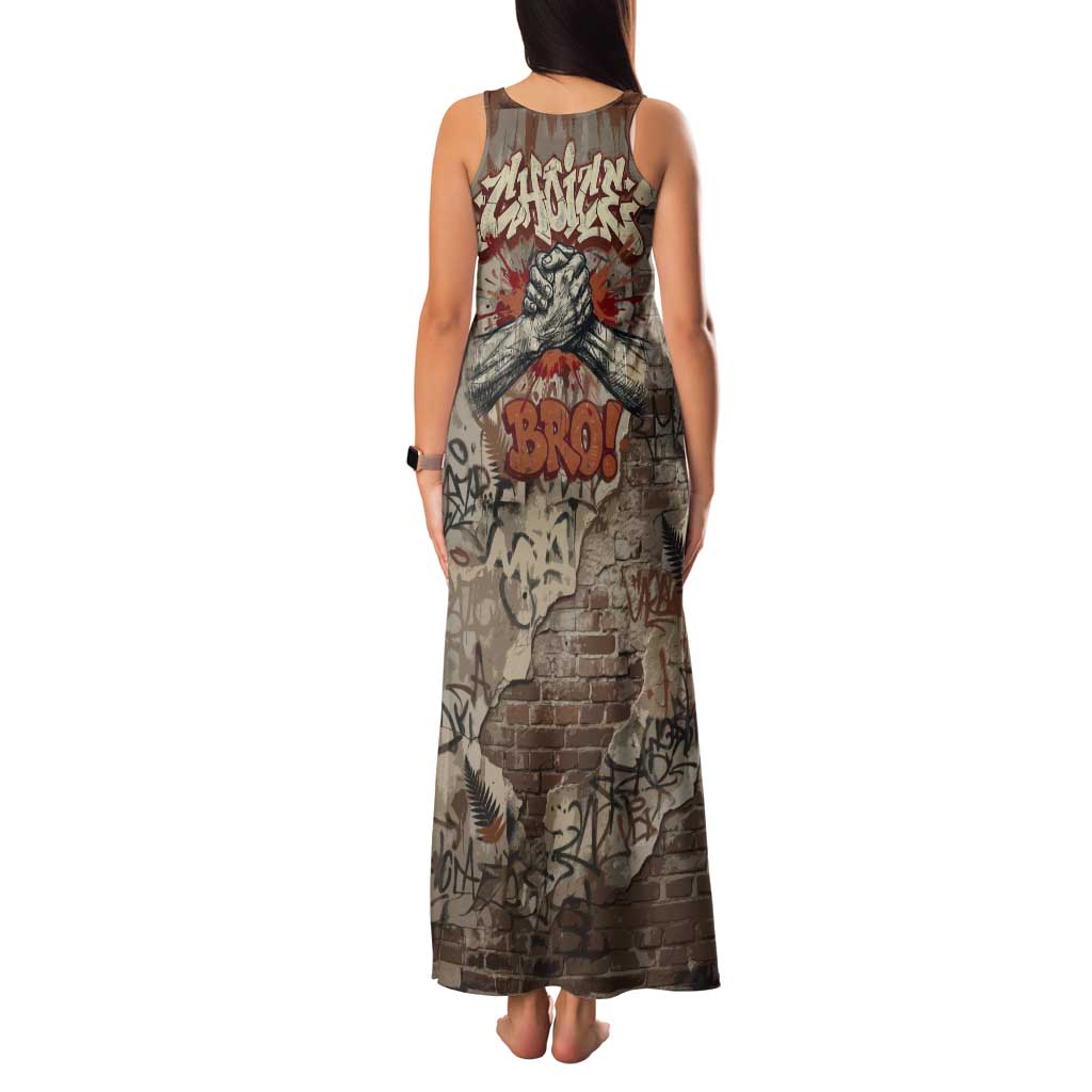 Choice Bro Graffiti Handshake Tank Maxi Dress New Zealand Slang Fern Brick Wall and Urban Street Art TS04 - Polynesian Pride
