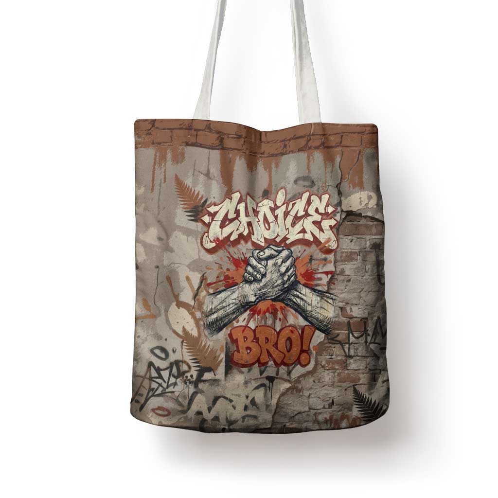 Choice Bro Graffiti Handshake Tote Bag New Zealand Slang Fern Brick Wall and Urban Street Art TS04 - Polynesian Pride