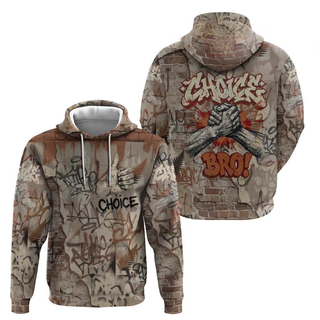 Choice Bro Graffiti Handshake Zip Hoodie New Zealand Slang Fern Brick Wall and Urban Street Art TS04 - Polynesian Pride