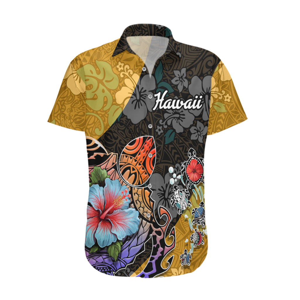 Hawaii Polynesian Hawaiian Shirt Turtles and Hibiscus Flower Gradient Pattern TS04 Multicolor - Polynesian Pride