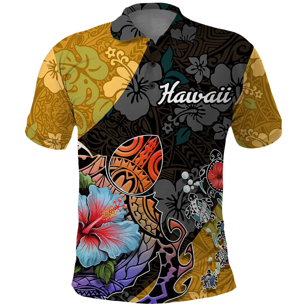 Hawaii Polynesian Polo Shirt Turtles and Hibiscus Flower Gradient Pattern TS04 Multicolor - Polynesian Pride
