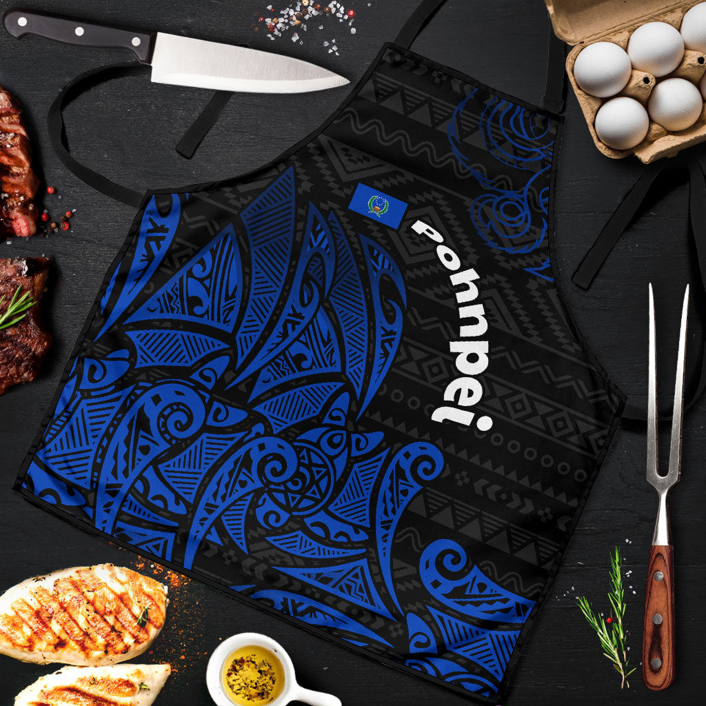 Pohnpei Federated States Of Micronesia Apron Polynesian Tribal Heritage Art With Blue Island Tattoo Patterns