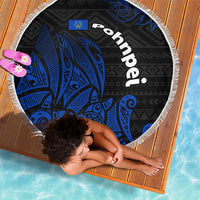 Pohnpei Federated States Of Micronesia Beach Blanket Polynesian Tribal Heritage Art With Blue Island Tattoo Patterns