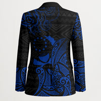 Pohnpei Federated States Of Micronesia Blazer Polynesian Tribal Heritage Art With Blue Island Tattoo Patterns