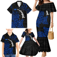 Pohnpei Federated States Of Micronesia Family Matching Mermaid Dress and Hawaiian Shirt Polynesian Tribal Heritage Art With Blue Island Tattoo Patterns TS04 - Polynesian Pride