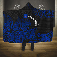 Pohnpei Federated States Of Micronesia Hooded Blanket Polynesian Tribal Heritage Art With Blue Island Tattoo Patterns