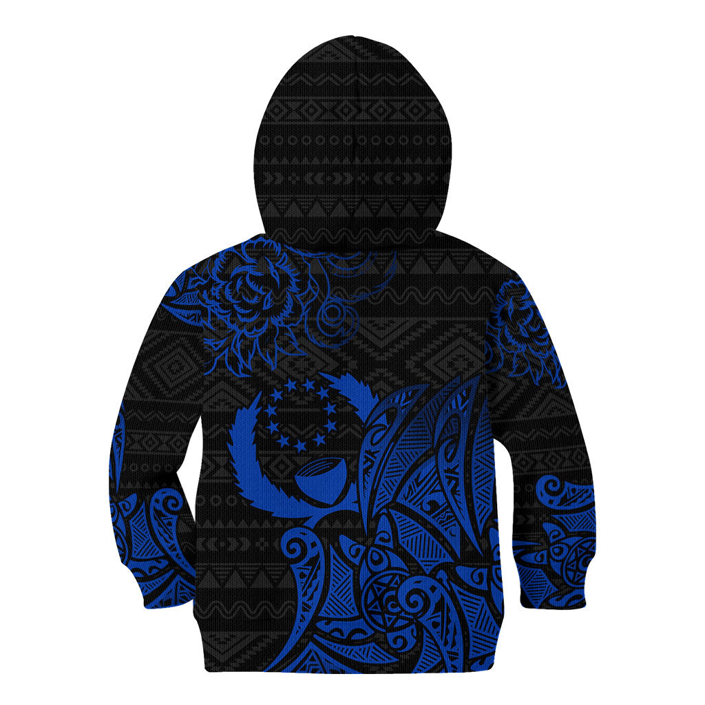 Pohnpei Federated States Of Micronesia Kid Hoodie Polynesian Tribal Heritage Art With Blue Island Tattoo Patterns