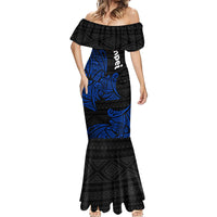 Pohnpei Federated States Of Micronesia Mermaid Dress Polynesian Tribal Heritage Art With Blue Island Tattoo Patterns