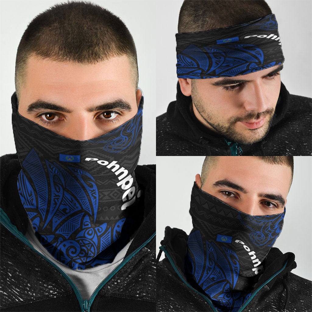 Pohnpei Federated States Of Micronesia Neck Gaiter Polynesian Tribal Heritage Art With Blue Island Tattoo Patterns