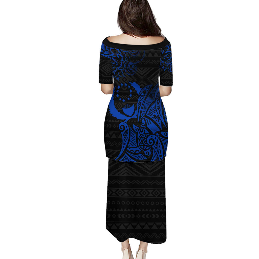 Pohnpei Federated States Of Micronesia Puletasi Polynesian Tribal Heritage Art With Blue Island Tattoo Patterns