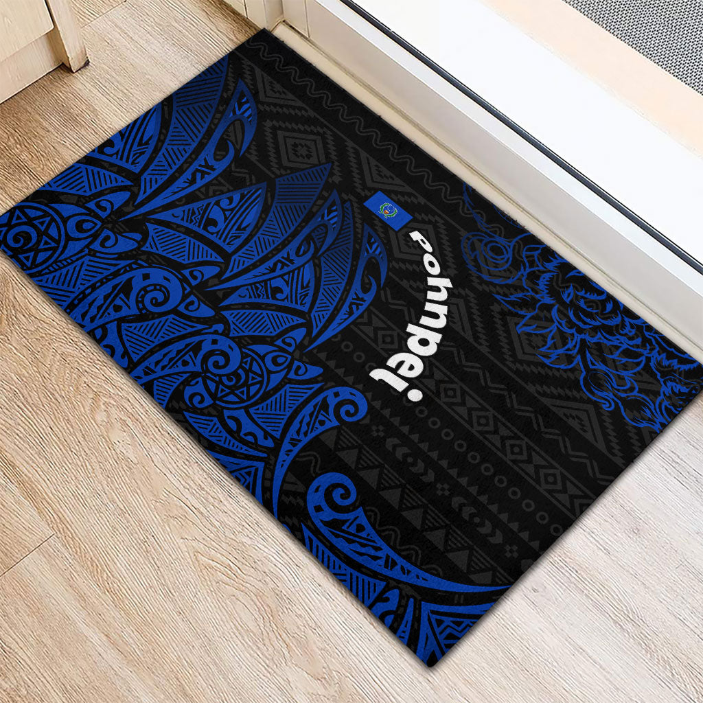 Pohnpei Federated States Of Micronesia Rubber Doormat Polynesian Tribal Heritage Art With Blue Island Tattoo Patterns