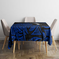 Pohnpei Federated States Of Micronesia Tablecloth Polynesian Tribal Heritage Art With Blue Island Tattoo Patterns