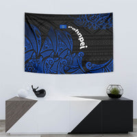 Pohnpei Federated States Of Micronesia Tapestry Polynesian Tribal Heritage Art With Blue Island Tattoo Patterns