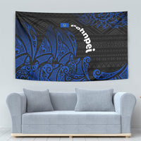 Pohnpei Federated States Of Micronesia Tapestry Polynesian Tribal Heritage Art With Blue Island Tattoo Patterns