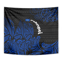 Pohnpei Federated States Of Micronesia Tapestry Polynesian Tribal Heritage Art With Blue Island Tattoo Patterns