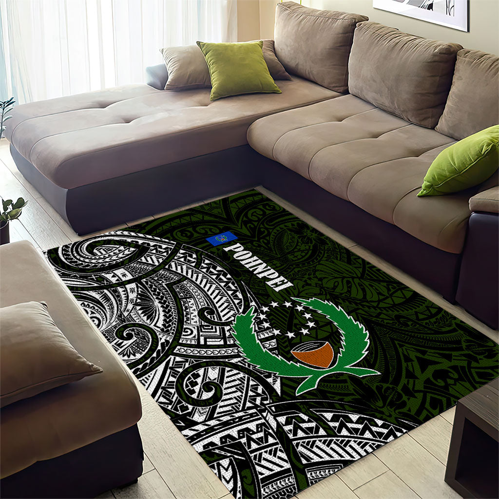 Pohnpei Federated States Of Micronesia Area Rug Polynesian Tribal Heritage Art With Kaselehlie State Seal