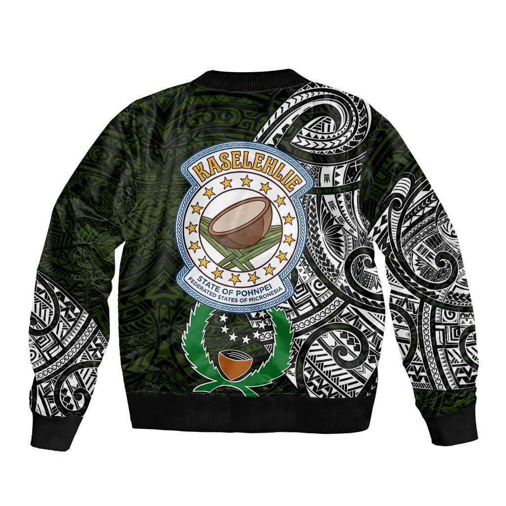 Pohnpei Federated States Of Micronesia Bomber Jacket Polynesian Tribal Heritage Art With Kaselehlie State Seal